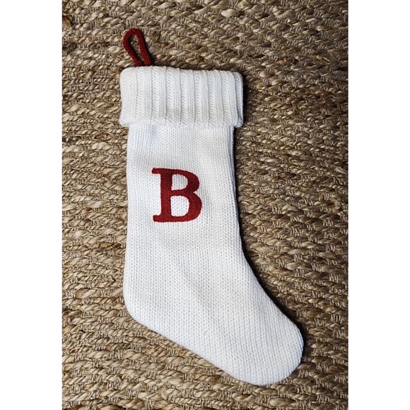 Target Wondershop Monogram Letter “B” 19" White Christmas Knit Stocking-NWOT - Picture 1 of 8